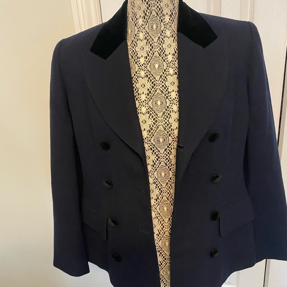 Jones New York virgin wool & velvet Women's Double-Breasted blazer 6 petite - Picture 7 of 11